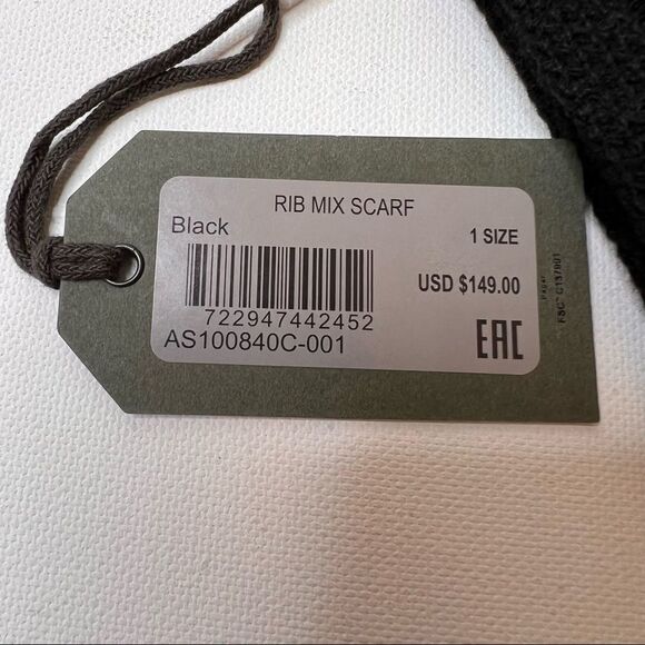 All Saints Wool Blend Rib Mix Scarf NWT - Picture 5 of 6